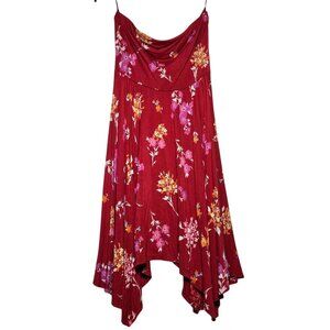 Express Floral Babydoll Strapless Asymmetric Dress Medium Boho Cottage Fairy